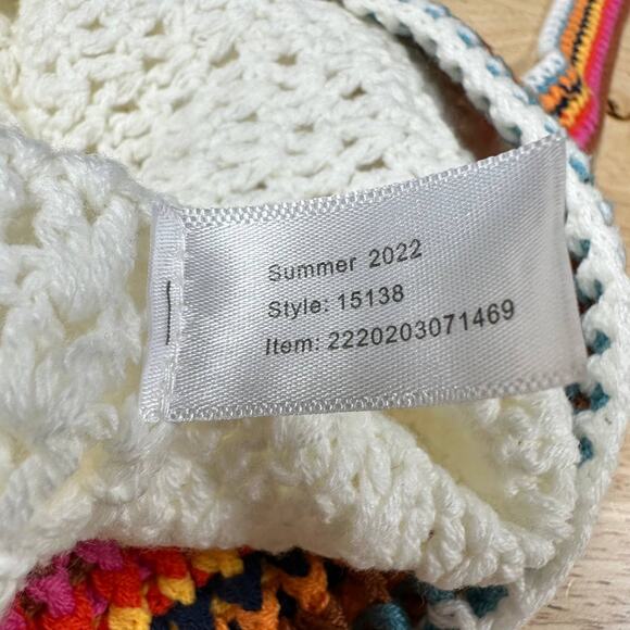 Marine Layer NWT Caro Cropped Crochet Tank Size L Square Neck Colorful Trim - Picture 8 of 10